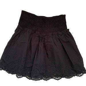 ZARA SMOCKED BLACK FLORAL CUTOUT SKIRT